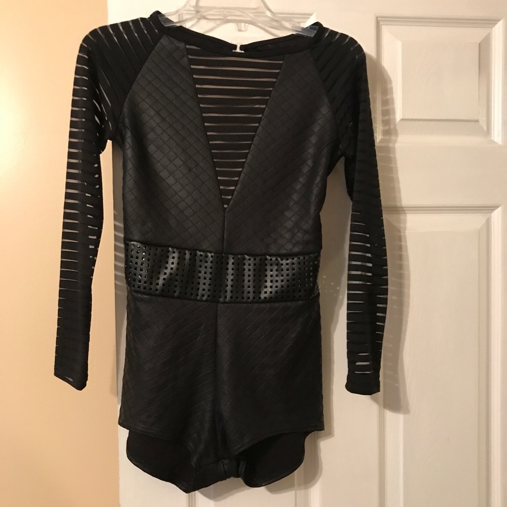 1pc Contemporary Dance costume leather look